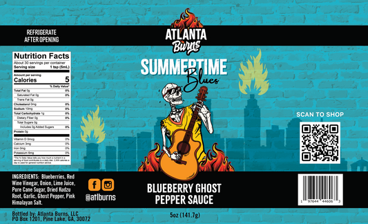 Blueberry Hot Sauce, Blueberry Ghost Pepper Hot Sauce, Blueberries, Ghost Peppers, Bhut Jolokia, Atlanta Burns, Summertime Blues
