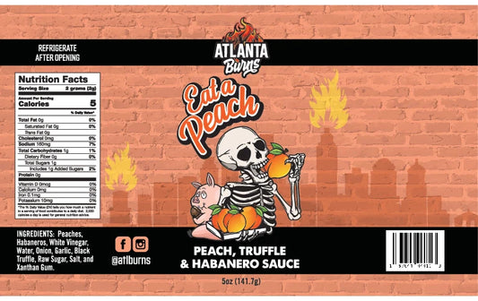Eat A Peach, Hot Sauce, Habanero, Peach, Black Truffle, Atlanta Burns