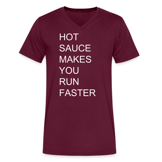 Hot Sauce Makes You Run Faster V Neck Tee - maroon