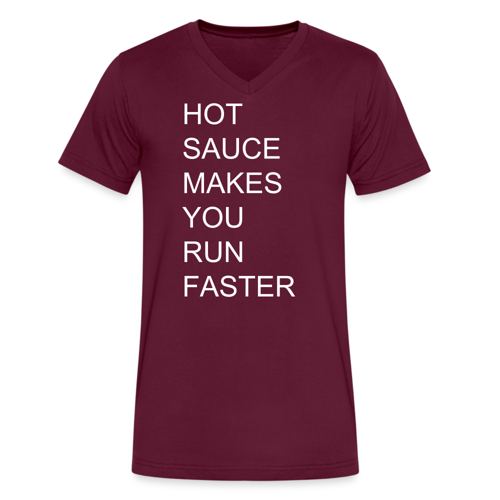 Hot Sauce Makes You Run Faster V Neck Tee - maroon
