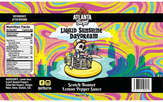 Liquid Sunshine Daydream, Lemon, Scotch Bonnet, Scotch Bonnet Pepper, Caribbean Pepper, Hot Sauce, Atlanta Burns